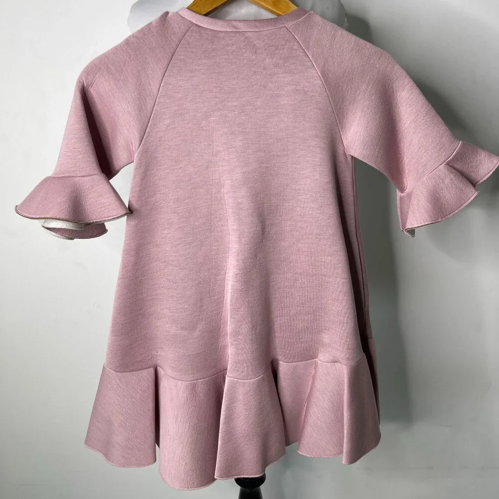 Fendi Kid's Pink Flowy A-Line Ruffle Long Sleeve Dress Size 6 Years - Picture 3 of 14